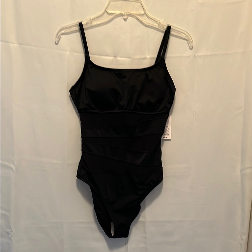 Shade Shore Elegant Black One-Piece Swimsuit size 8/10 mesh areas in front